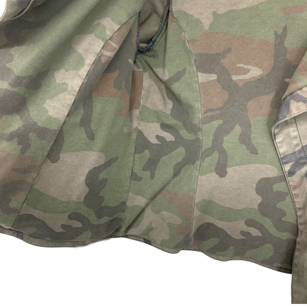 Chico's Sz 1 Camo Moto Jacket Green Military Print Stretch Cotton Zip Front M - Picture 4 of 7
